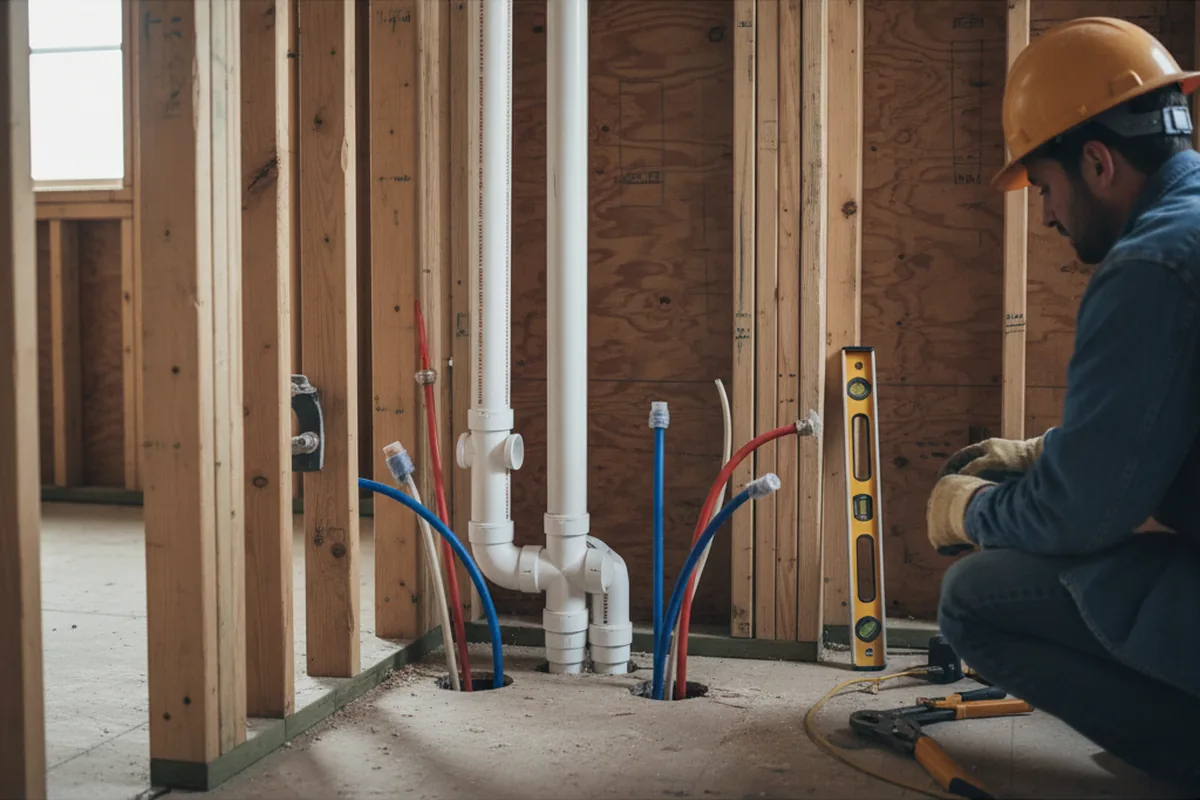 Drain and supply rough-in during Garbage Disposal Repair in Newark